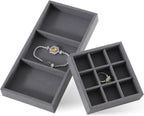 Dark Blue Jewelry Display Tray Ring Necklace Earring Bangle Organizer Multifunctional Storage Case for Jewelry Showcase (Small 9 Grids Tray)