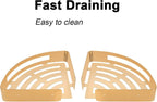 NearMoon Bathroom Shower Caddy 2 Pack, No Drill 304 Stainless Steel Shower Organizer with 2 Hooks (Corner Shelf, Gold)
