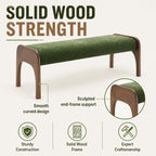 50.25“ Upholstered Bench, Modern Dining Bench with Soft Chenille Fabric, 6" Padded Seat and Rubber Wood Legs, End of Bed Bench for Bedroom, Entryway, Hallway, Living Room (C-Green)