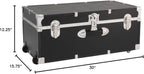 HomeStock Rustic Romance Heavy Duty 30" Under Bed College Storage Trunk with Lock, Latch Closure Type, 15.75" D x 30" W x 12.25" H, Ideal Camp Dorm Room Trunk Footlocker Black
