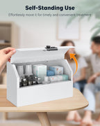 Uniclife Wall Mount Medicine Cabinet with Combination Lock Locking First Aid Cabinet Lockable Medical Cabinet Small Medicine Organizer Secure Steel Wall Cabinet Metal Storage Box, White