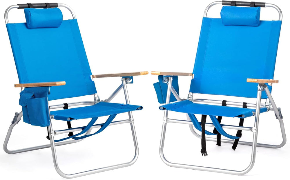 Bonnlo Lightweight Backpack Beach Chair, 2 Pack Portable Beach Chairs for Adu...