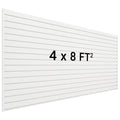 Slatwall Panel 8 FT x 4 FT, Interlocking Slat Wall Paneling, Wall Mounted PVC Wallpanel, Suitable for Garage Storage and Organizer, Slatwall Board, Shelves - White