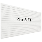 Slatwall Panel 8 FT x 4 FT, Interlocking Slat Wall Paneling, Wall Mounted PVC Wallpanel, Suitable for Garage Storage and Organizer, Slatwall Board, Shelves - White