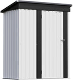 Patiowell 5x3 FT Outdoor Storage Shed, Garden Tool Shed with Sloping Roof and Lockable Door, Metal Shed for Backyard Garden Patio Lawn, White