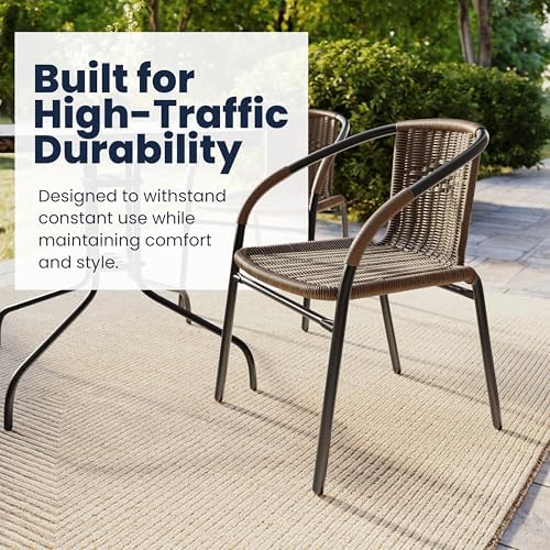 Flash Furniture Lila 3-Piece 28" Square Indoor/Outdoor Patio Table and C...
