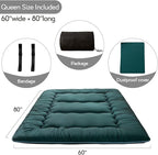 MAXYOYO Japanese Floor Mattress Futon Mattress, 4" Thicken Tatami Mat Sleeping Pad Foldable Roll Up Mat Boys Girls Dormitory Pad Kids Floor Lounger Pillow Bed, Charcoal Grey, Queen Size