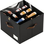 Shoe Organizer for Closet, Foldable Shoe Storage Containers, Fits up to 16 Pairs, Large Shoe Storage Organizer Box Cubby Baskets Bins with Clear Cover and Reinforced Handles, Black