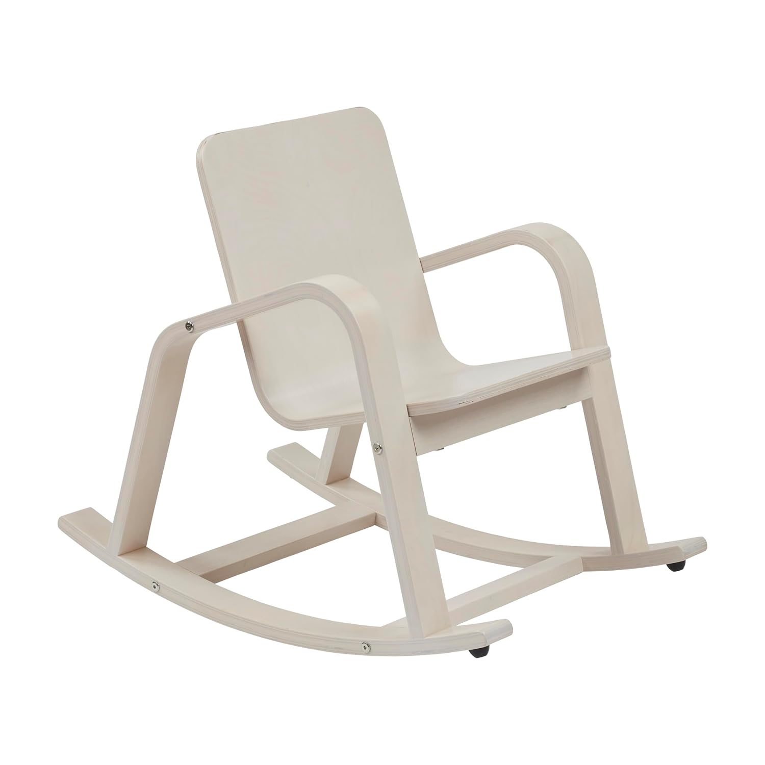 ECR4Kids Bentwood Rocking Chair with Armrests, Montessori, White Wash | Durable birch, GREENGUARD Gold Certified, 2-5 years, 74 lb capacity, comfortable curved seat, nylon glides, classroom/home