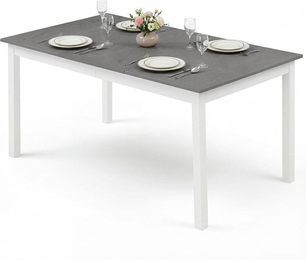 Giantex Dining Table for 4-6, 60" Rectangular Kitchen Table with Solid R...