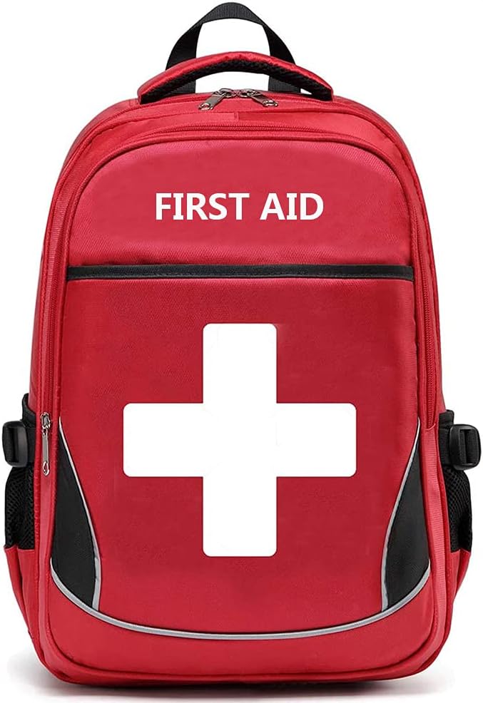 First Aid Bag Empty Red Emergency First Responder Trauma Multi-Pocket Traveli...