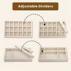Elsjoy 8 Pack Velvet Jewelry Trays, Stackable Jewelry Organizer Trays for Drawers, Beige Jewelry Storage and Display Tray Inserts for Necklaces, Rings, Earrings