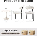 3-Pieces 31.5" Round Dining Table Set for 2, White Dining Table & Boucle Upholstered Dining Chairs Set of 2 for Kitchen Dining Room Apartment Small Space(White-Black Leg Chair)