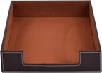 Leather Letter Tray, Office Supplies Desk Organizer for Mail Paper Files Magazines Jewelry Cosmetics,Luxury Letter Holder&Multipurpos Stackable Office Desktop Storage Box,Coffee