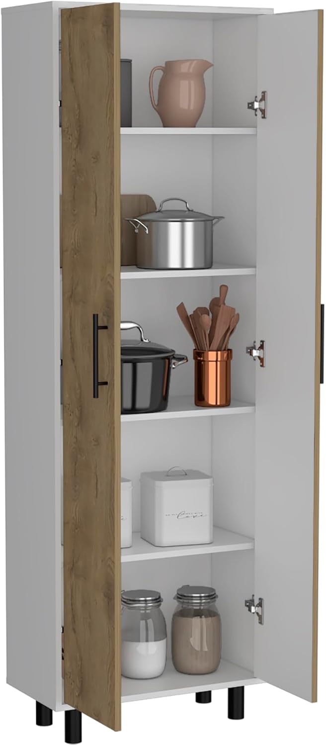 23.6" D*11.8" W*70.9" H White Corner Kitchen Pantry, 5 Adjusta...