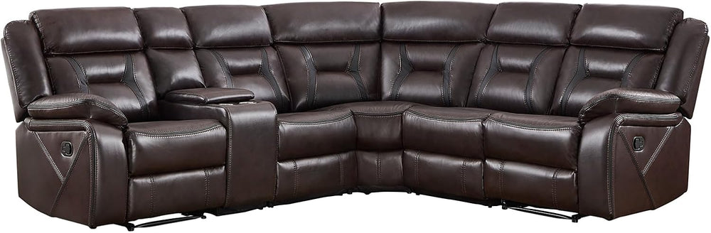 EBELLO Faux Leather Reclining Sectional Sofa Set for Living Room, 1 Recliner ...