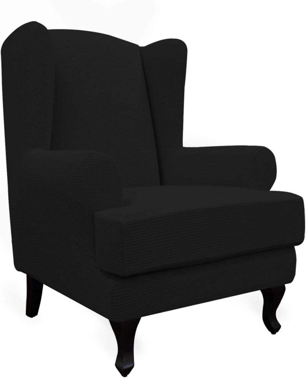 Easy-Going 2-Piece Stretch Wingback Chair Sofa Slipcover Black