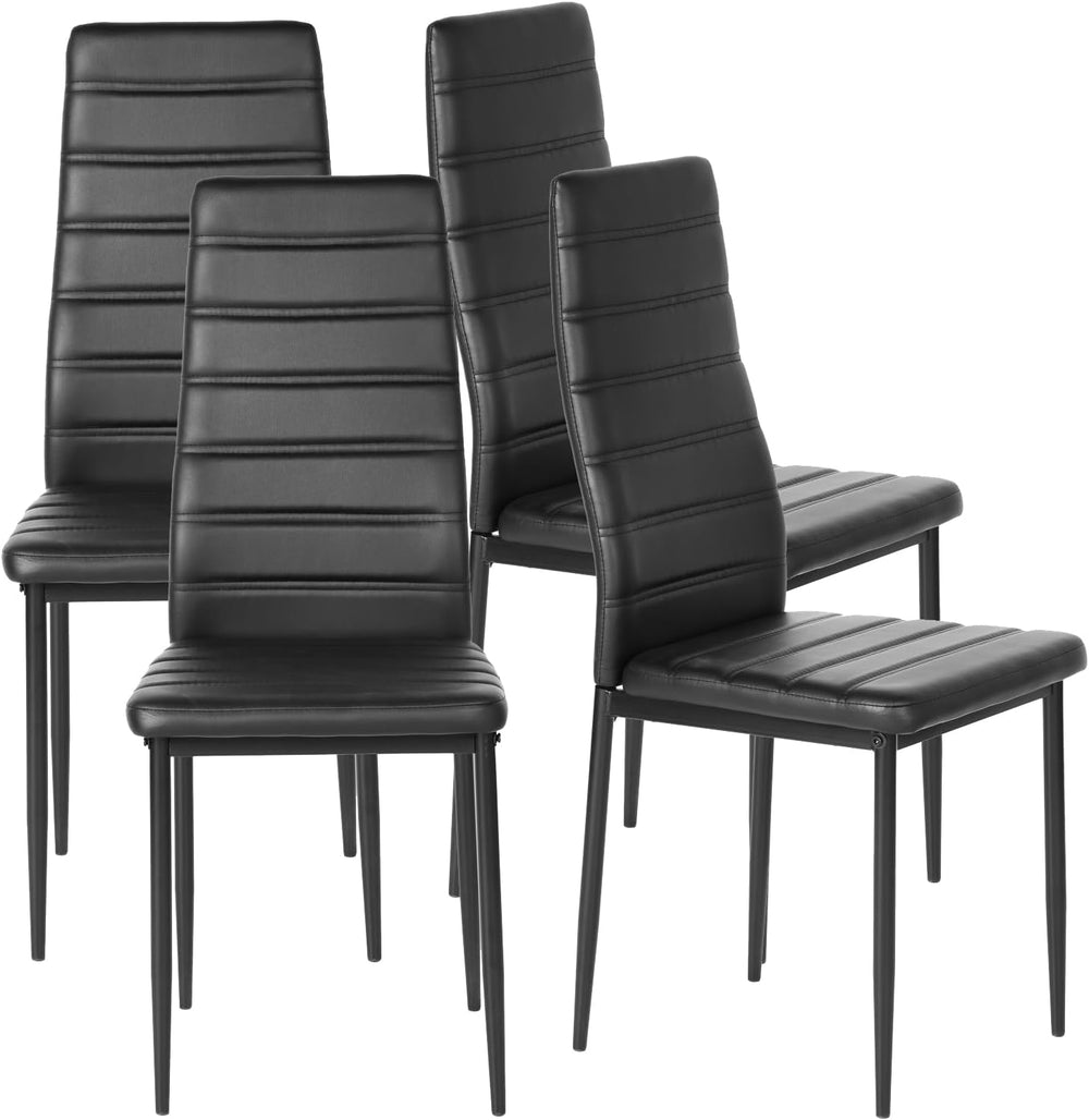 Dining Chairs PU Leather Set of 4, Armless High Back Upholstered Chairs with ...