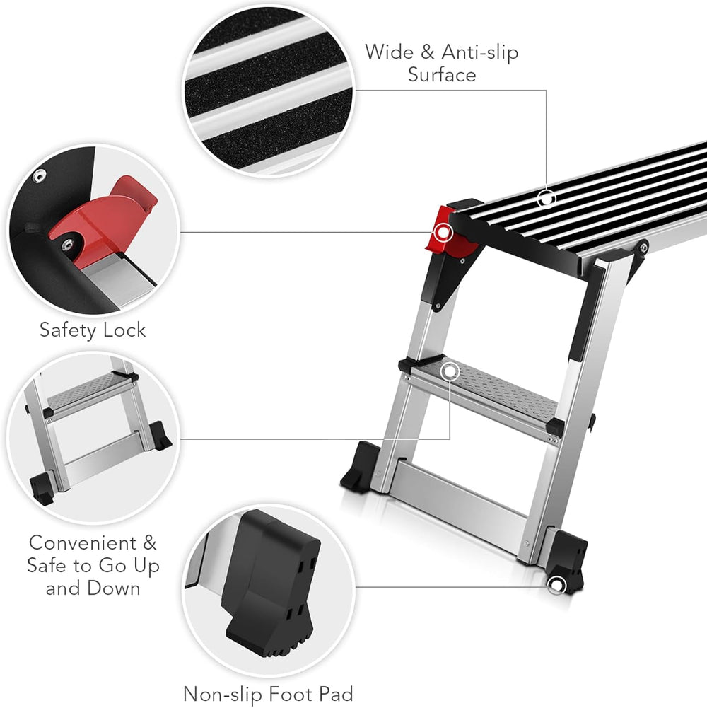 40'' Step Stool Folding Ladder Portable Work Bench Aluminum Drywall S...