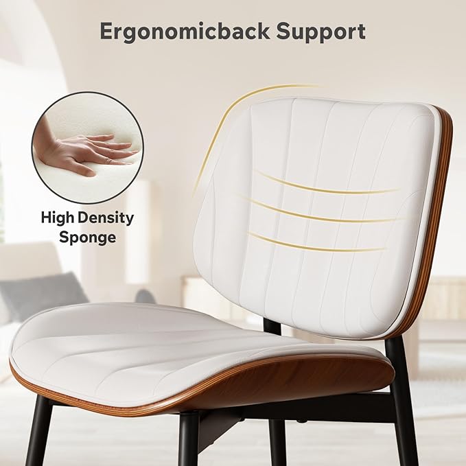Dining Chair, Mid Century Modern Dining Room Chairs, Upholstered Faux Leather...