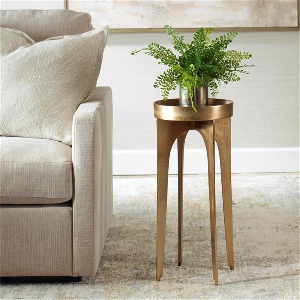 BOWERY HILL Accent Table, 24.3" H x 12.2" W x 12.2" D, Cast Al...