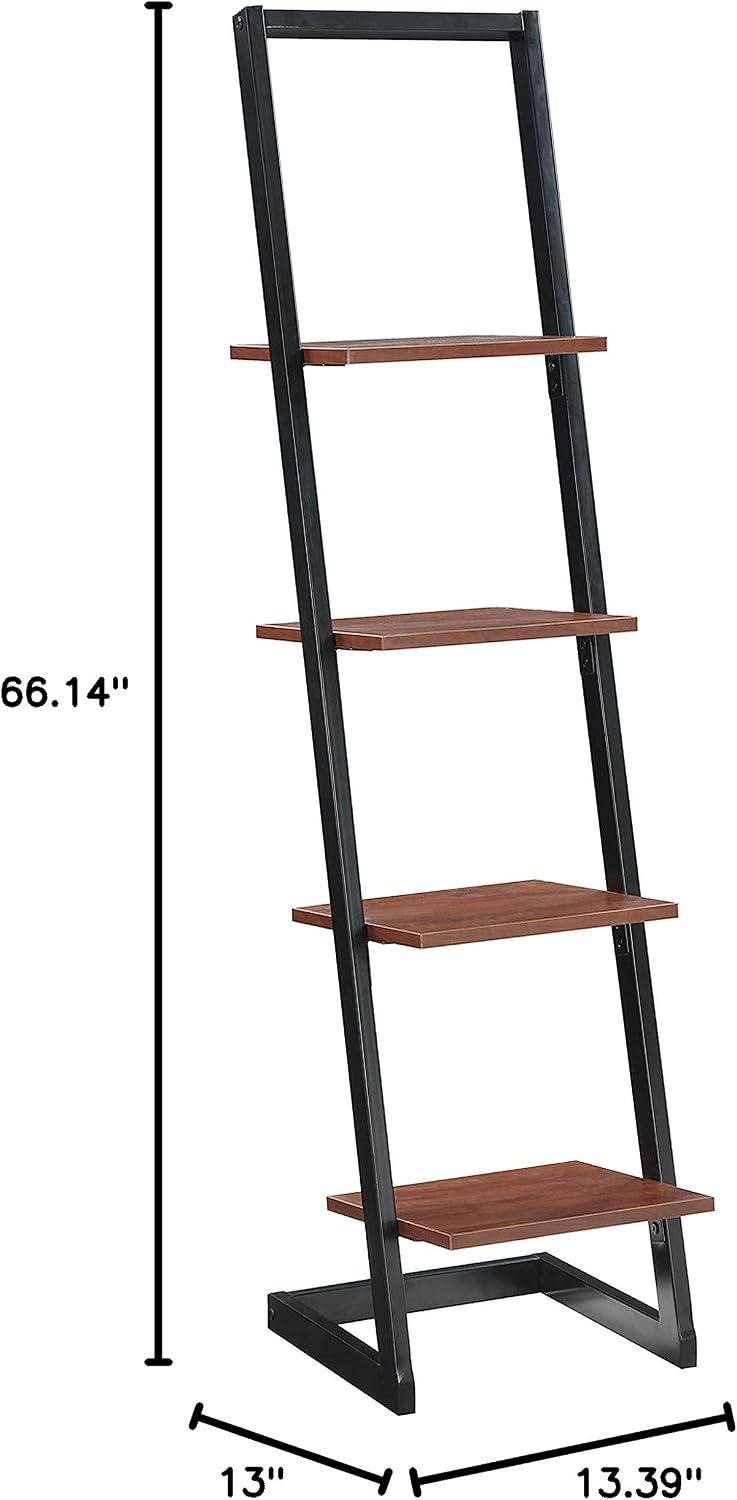 Convenience Concepts Designs2Go 4 Tier Ladder Bookshelf, Black / Cherry