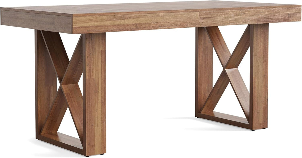 LITTLE TREE 63-Inch Computer Desk, Simple Thick Appearance, Study Gaming Writing Workstation Executive Office Desk for Home, Study Room, Office, Rustic Brown