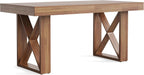 LITTLE TREE 63-Inch Computer Desk, Simple Thick Appearance, Study Gaming Writing Workstation Executive Office Desk for Home, Study Room, Office, Rustic Brown