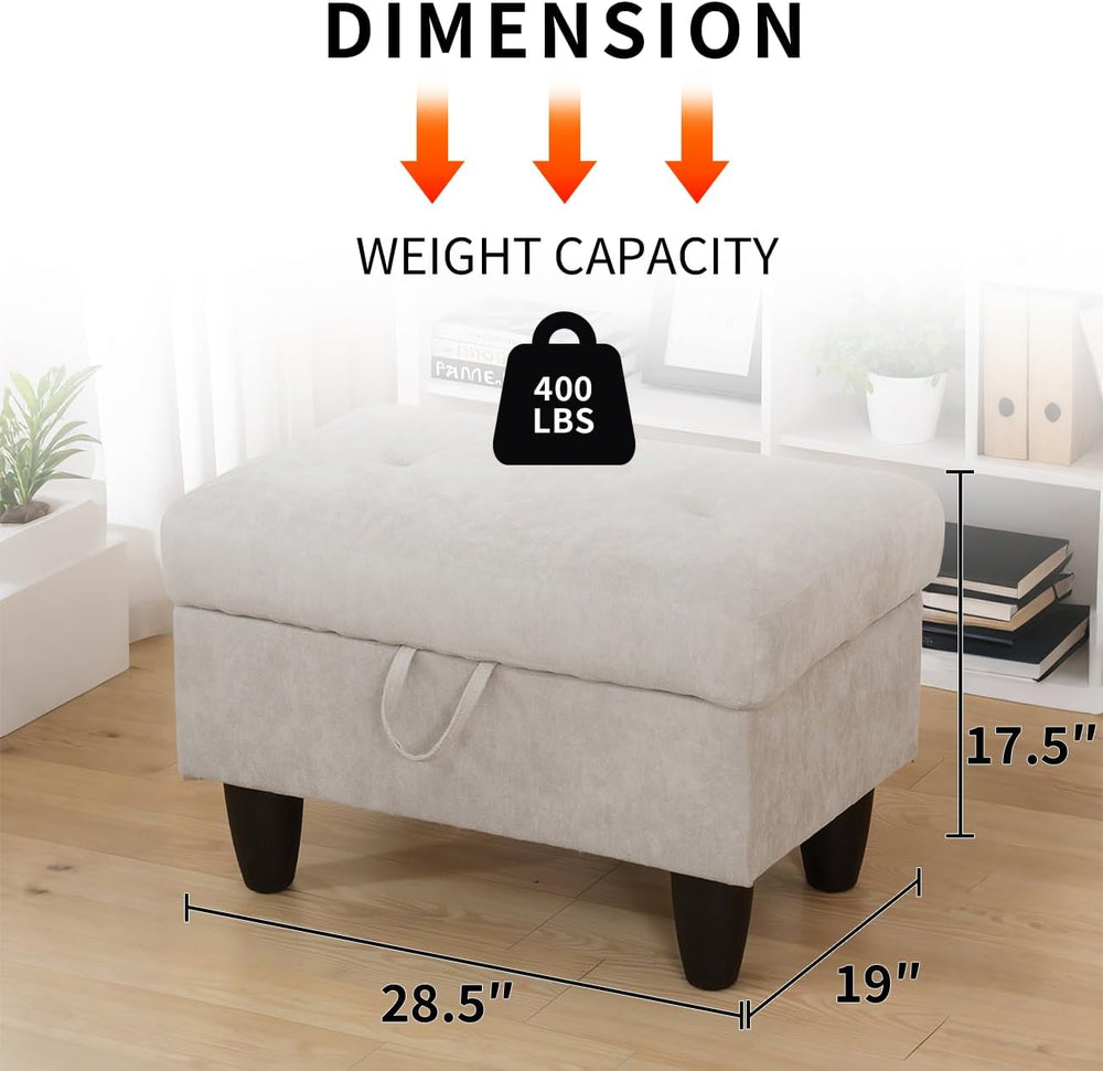Storage Ottoman Bench,28.5" Large Square Ottoman with Storage, Foot Rest...