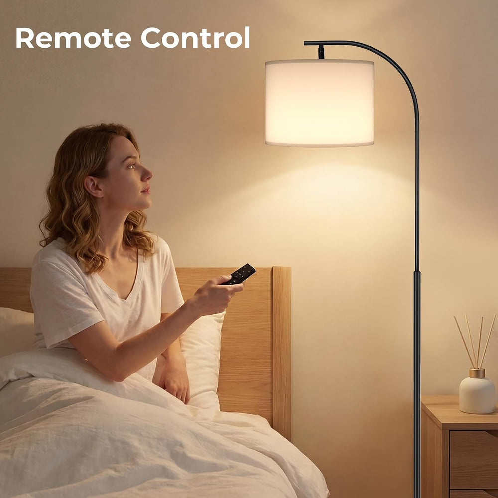 SIBRILLE Floor Lamp with Linen Shade, Arc Dimmable Tall Standing Lamp with Re...