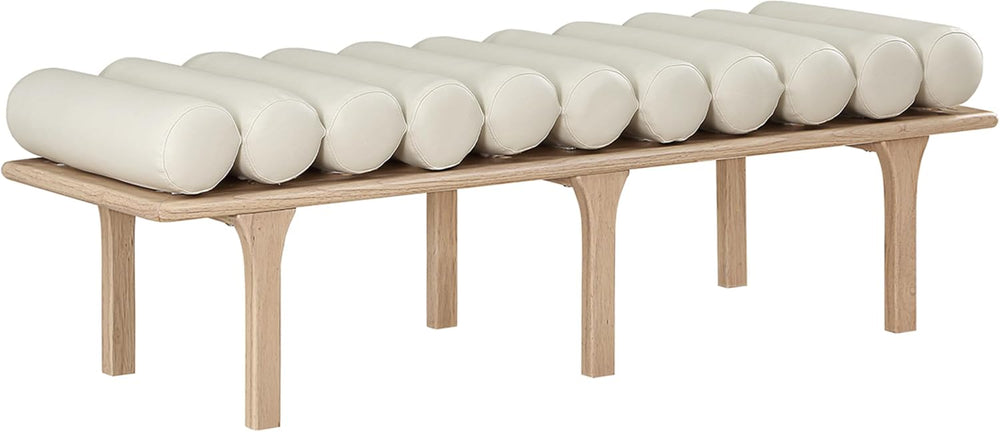 Meridian Furniture 22007Cream Landon Collection Art Deco Bench with Soft Vint...