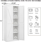 71" Tall Kitchen Pantry Storage Cabinet, 2 Doors Metal Food Pantry Cabinets, Kitchen Storage Cabinet with Adjustable Shelves Tfreestanding Pantry Cupboard for Dining Room (White)