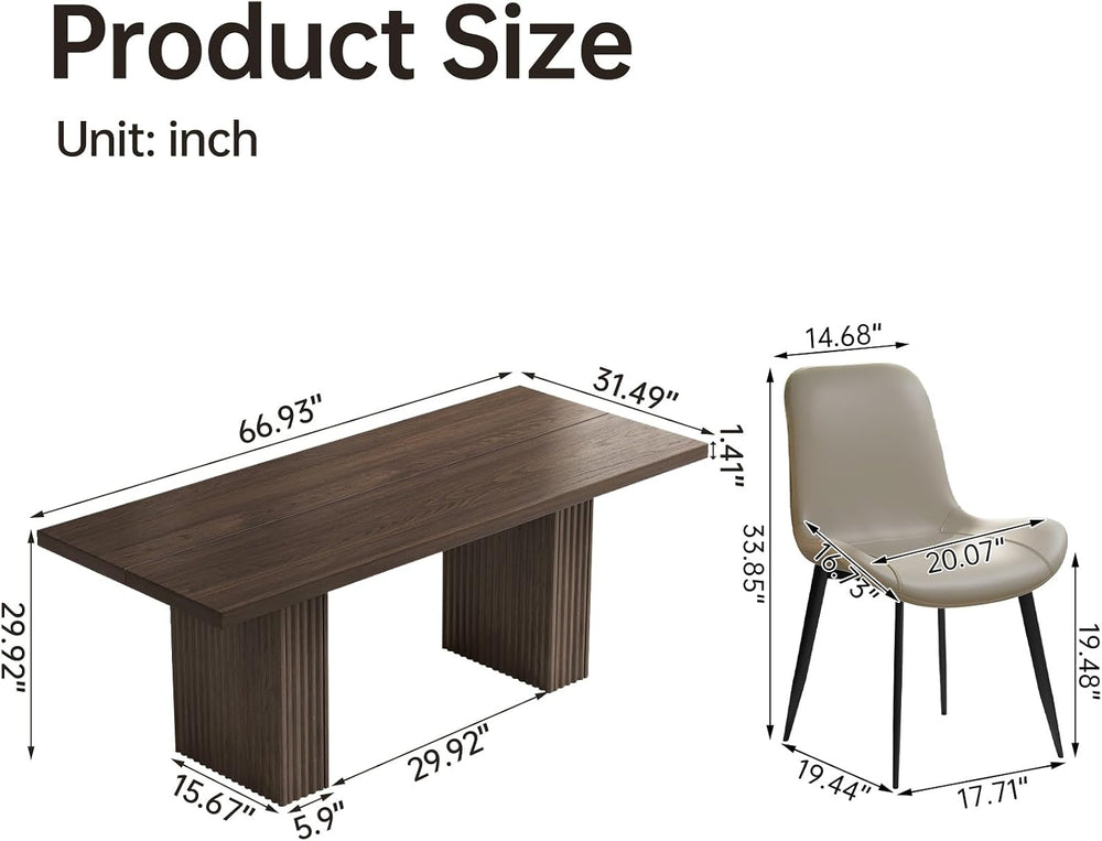 Rectangular Dining Table Set with 8 Chairs, Oak Farmhouse | Modern Kitchen Di...