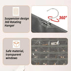 Hanging Jewelry Organizer Storage Earring Jewelry Storage Bag With 48 Pockets Necklace Bracelet Ring Glasses Accessory Display Rack (B80-Black)