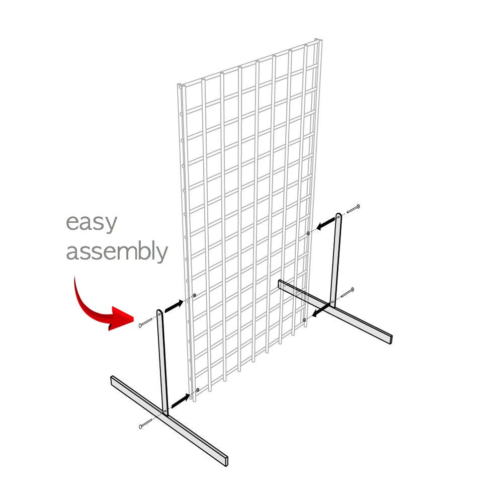 Only Hangers 2' x 6' Gridwall Panel Tower with T-Base Floorstanding Display Kit, 3-Pack White …