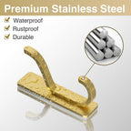 10-Pack Wall Hooks for Hanging Towels - Stainless Steel Adhesive Hook, 13LB Strong Hold, Sticky Hangers for Coats, Bags, Purses, Backpack - Bathroom, Kitchen, Door, Shower, Dorm, RV, Brushed Gold