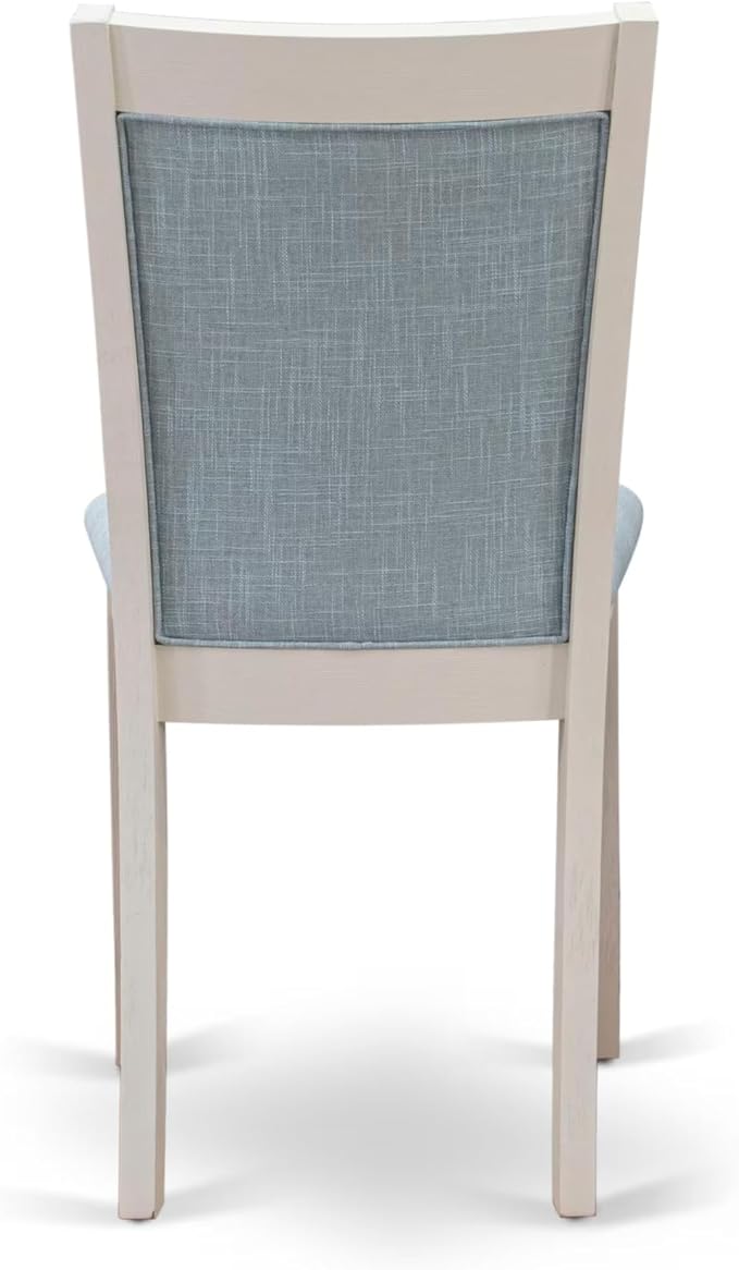 East West Furniture V027MZ015-5 5 Piece Kitchen Table & Chairs Set Includes a Rectangle Dining Table with V-Legs and 4 Baby Blue Linen Fabric Parson Chairs, 40x72 Inch, Multi-Color