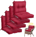 Geetery Outdoor Chair Cushions Set of 4 for Patio Lawn Furniture Wicker Rocking Dining Chairs 42x21x4 Inch High Back Seat Pads Replacement with Ties Weather-Resistant Fade-Resistant Indoor(Dark Red)
