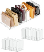 Adjustable Acrylic Purse Organizer for Closet Shelf – Clear Handbag Storage Divider, Pocketbook Rack, Clutch Holder, Purse Shelf Organizer for Women’s Closet Organization