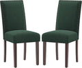 COLAMY Green Velvet Dining Chairs Set of 2 – Upholstered Kitchen & Dining Room Chairs with Nailhead Trim, Soft High-Density Cushion and Solid Wood Legs for Dining Room, Kitchen, Living Room