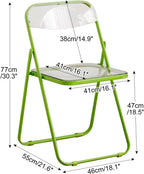 Acrylic Folding Chairs, Clear Foldable and Stackable, PVC Plastic Panel & Metal Frame, for Outside Inside(Black)