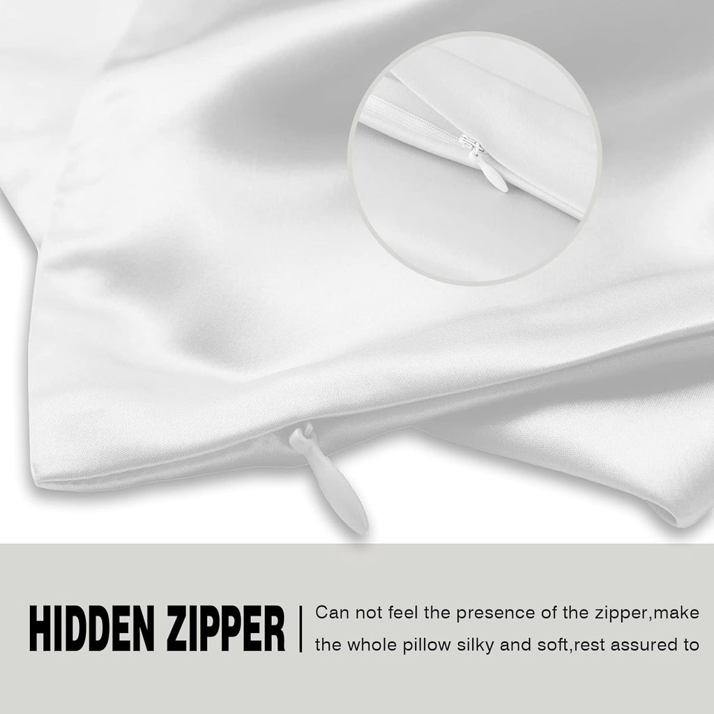 Natural Mulberry Silk Pillowcase for Hair and Skin Queen Size 20"X30" Silk Pillow Case with Hidden Zipper Soft Breathable Smooth Cooling Silk Pillow Covers for Sleeping(White,Queen,1Pcs)