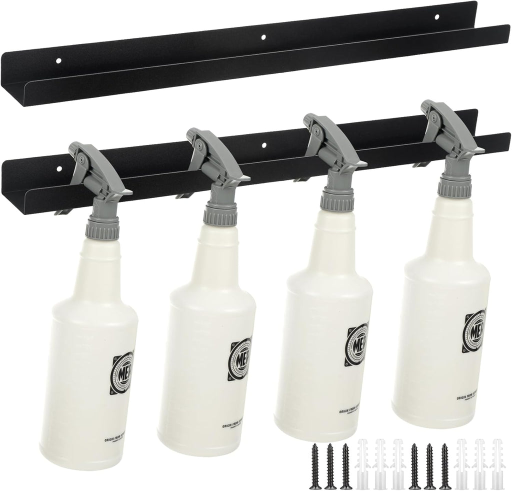 2 Pcs Spray Bottle Holder Wall Mounted Spray Bottle Storage Rack with Hardware Hanger Organizer,Holds up to 12 Sprayers (16 Oz) for Mobile Garage Home Organizer
