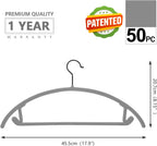 MIZGI Premium Velvet Hangers 50 Pack Heavyduty- Non Slip No Shoulder Bump Suit Hanger - Black Hooks,Space Saving Clothes Rounded Shape for Coat,Sweater,Jackets,Pants