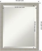 Amanti Art Grey Wall Mirror 22x18 Woodgrain Stripe Grey Rectangle Bathroom Mirror for Wall Decor Living Room, Small Casual Wood Frame, Hangs Horizonally and Vertically, Bathroom Decor, Beveled Edge