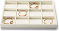 12 Grids Microfiber Jewelry Tray Bracelet Bangle Earring Tray Jewelry Display Trays for Bracelet Bangle Watch Earring Display Storage(Beige)