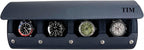 DailyWatch | Personalized Watch Roll Travel Case For 4 Watches - Handmade Genuine Leather Travel Case With Custom Engraving of Name or Initials - Navy Blue
