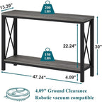 BON AUGURE Console Tables for Living Room, Industrial Couch Table Behind Sofa, Wood Metal Entryway Tables for Hallway, Entry Way Table for Foyer, Entrance, Front Door (Dark Grey Oak, 47 Inch)