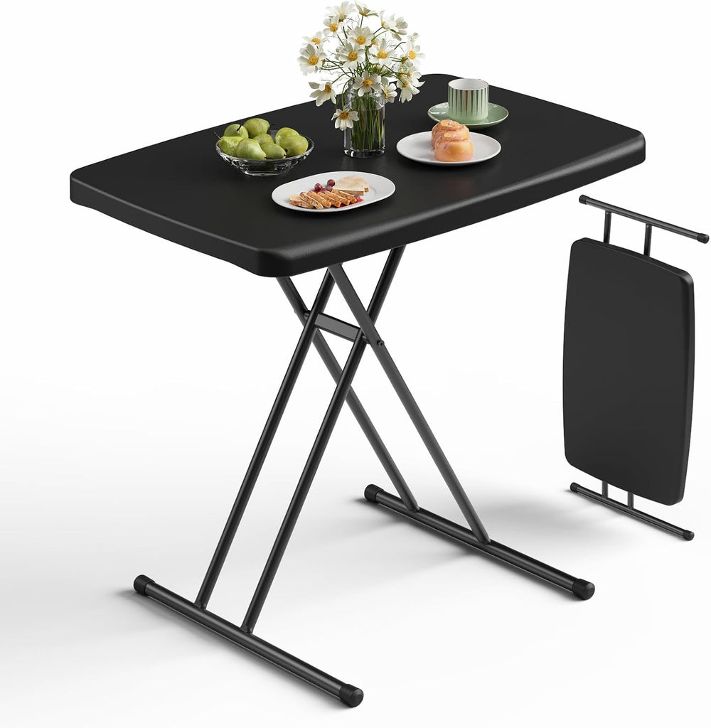 Folding Table 30 Inch - Small Desk Adjustable Height TV Tray for Laptop, Couc...