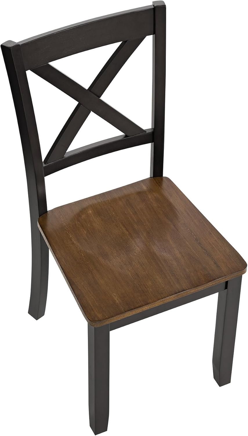 ROME + OAK X-Back Farmhouse Wooden Armless Dining Chairs in Black/Dark Brown,...